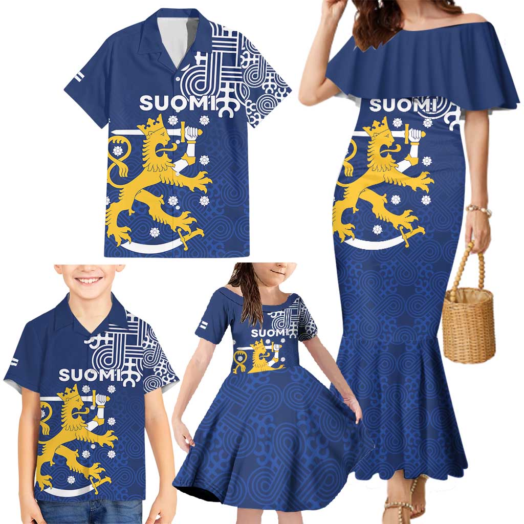 Finland Nordic Lion Family Matching Mermaid Dress and Hawaiian Shirt Pride Of Suomi - Wonder Print Shop