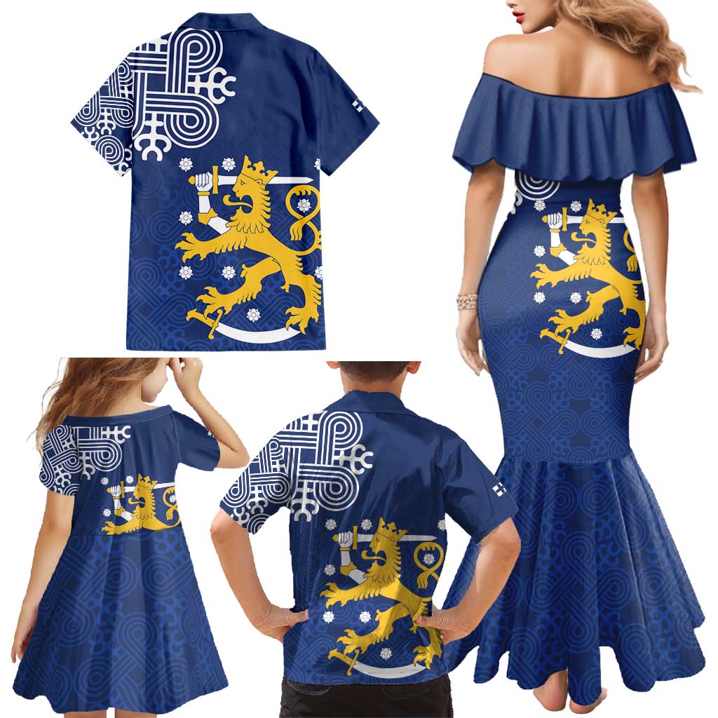 Finland Nordic Lion Family Matching Mermaid Dress and Hawaiian Shirt Pride Of Suomi - Wonder Print Shop