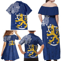 Finland Nordic Lion Family Matching Off Shoulder Maxi Dress and Hawaiian Shirt Pride Of Suomi - Wonder Print Shop
