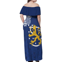 Finland Nordic Lion Family Matching Off Shoulder Maxi Dress and Hawaiian Shirt Pride Of Suomi - Wonder Print Shop