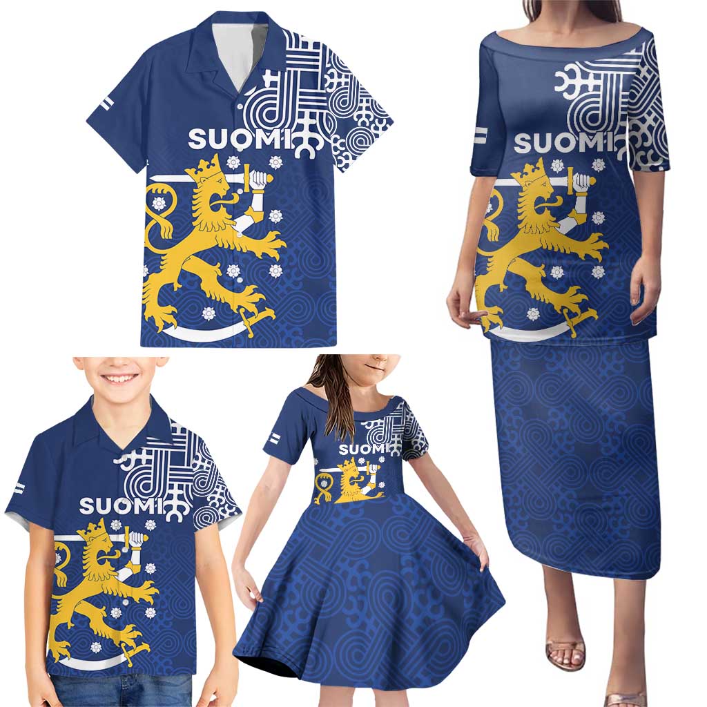 Finland Nordic Lion Family Matching Puletasi and Hawaiian Shirt Pride Of Suomi - Wonder Print Shop