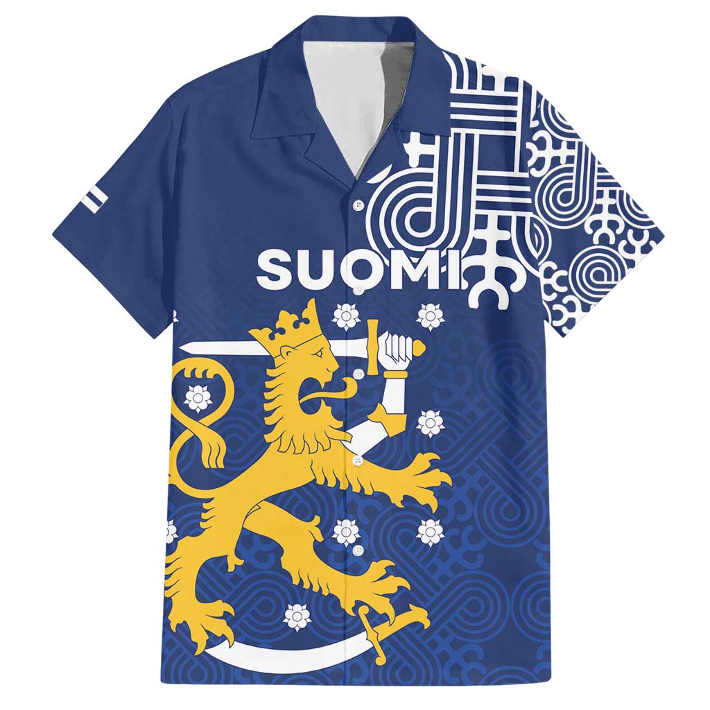Finland Nordic Lion Family Matching Short Sleeve Bodycon Dress and Hawaiian Shirt Pride Of Suomi - Wonder Print Shop