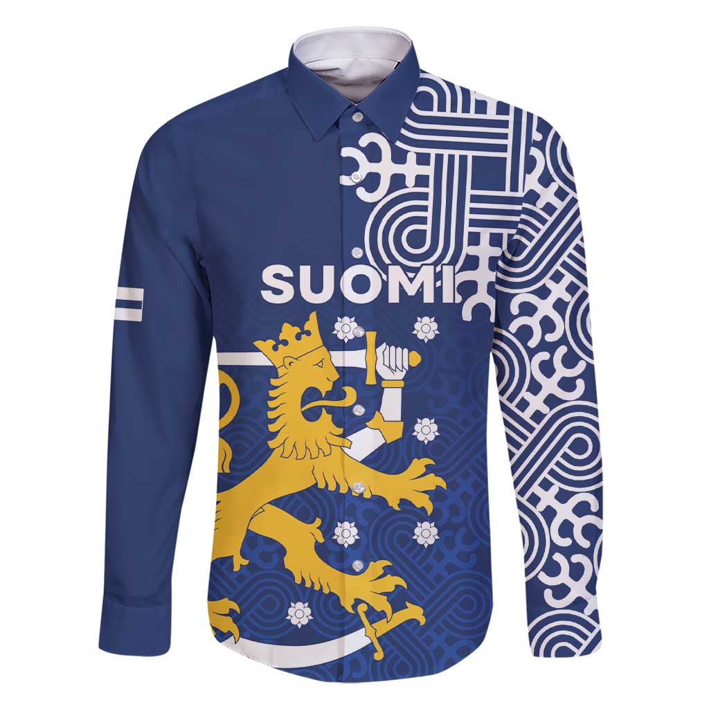 Finland Nordic Lion Family Matching Short Sleeve Bodycon Dress and Hawaiian Shirt Pride Of Suomi - Wonder Print Shop