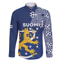 Finland Nordic Lion Family Matching Short Sleeve Bodycon Dress and Hawaiian Shirt Pride Of Suomi - Wonder Print Shop