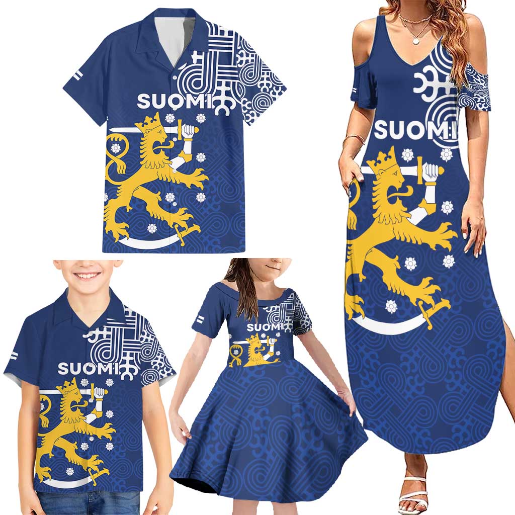 Finland Nordic Lion Family Matching Summer Maxi Dress and Hawaiian Shirt Pride Of Suomi - Wonder Print Shop