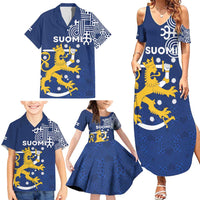 Finland Nordic Lion Family Matching Summer Maxi Dress and Hawaiian Shirt Pride Of Suomi - Wonder Print Shop