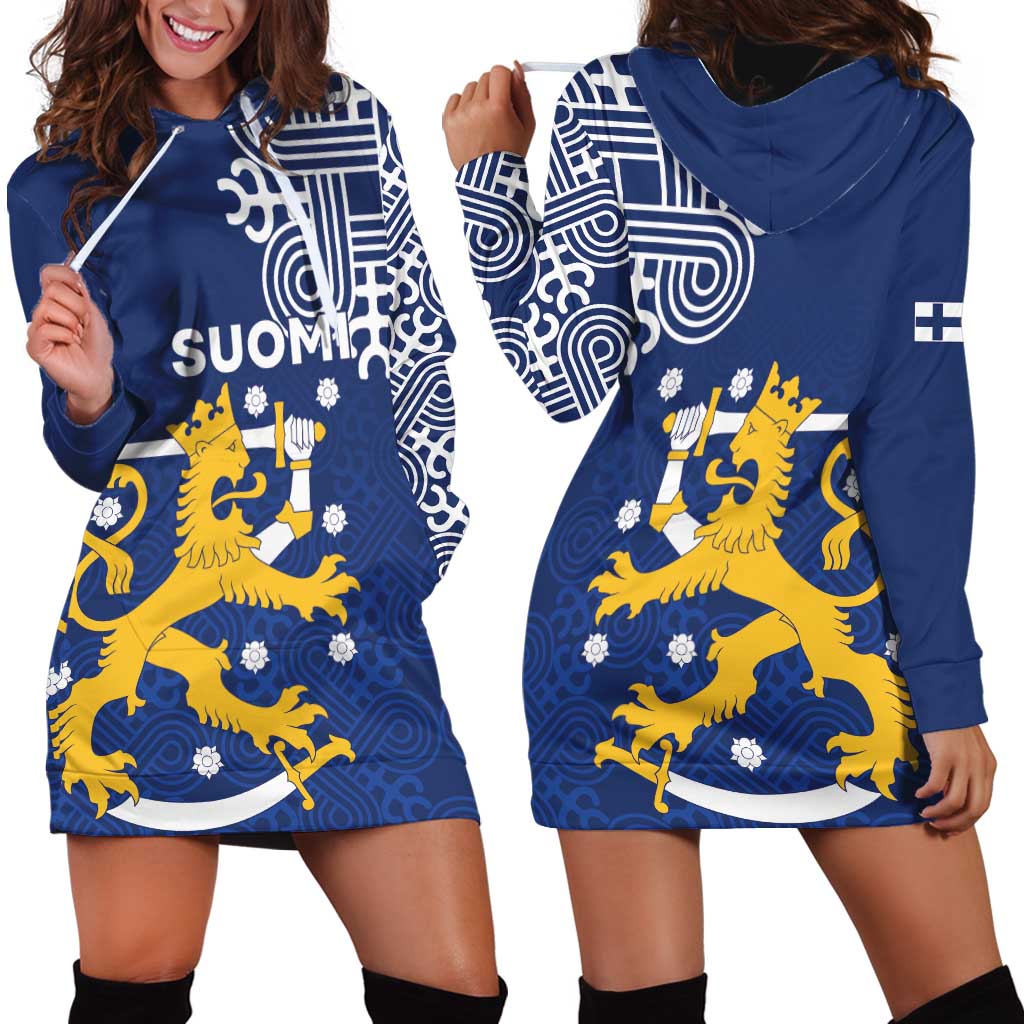 Finland Nordic Lion Hoodie Dress Pride Of Suomi - Wonder Print Shop