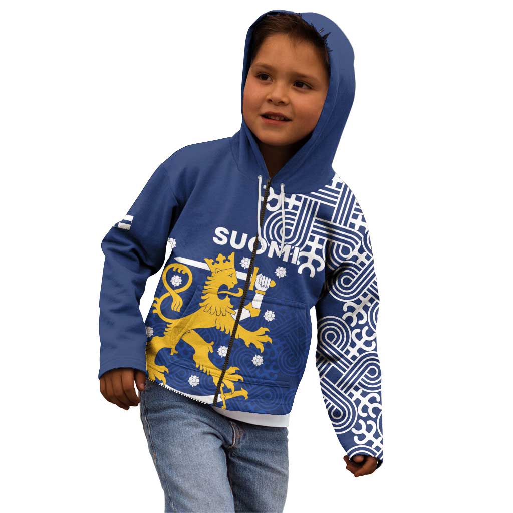 Finland Nordic Lion Kid Hoodie Pride Of Suomi - Wonder Print Shop