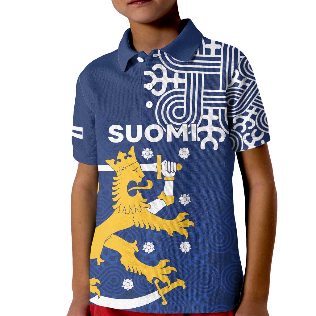 Finland Nordic Lion Kid Polo Shirt Pride Of Suomi - Wonder Print Shop