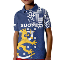 Finland Nordic Lion Kid Polo Shirt Pride Of Suomi - Wonder Print Shop