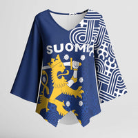 Finland Nordic Lion Kimono Sleeve Blouse Pride Of Suomi - Wonder Print Shop