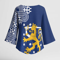 Finland Nordic Lion Kimono Sleeve Blouse Pride Of Suomi - Wonder Print Shop