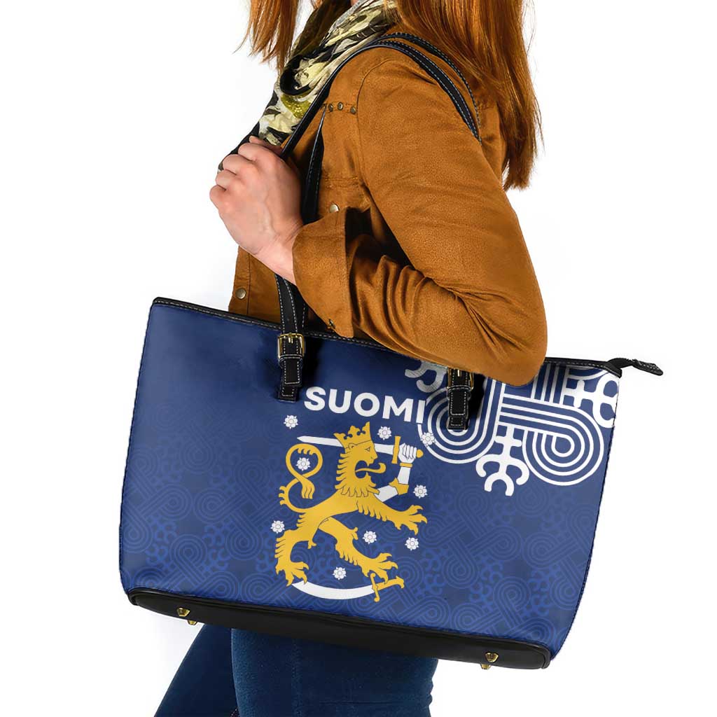 Finland Nordic Lion Leather Tote Bag Pride Of Suomi - Wonder Print Shop