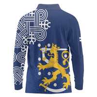 Finland Nordic Lion Long Sleeve Polo Shirt Pride Of Suomi - Wonder Print Shop