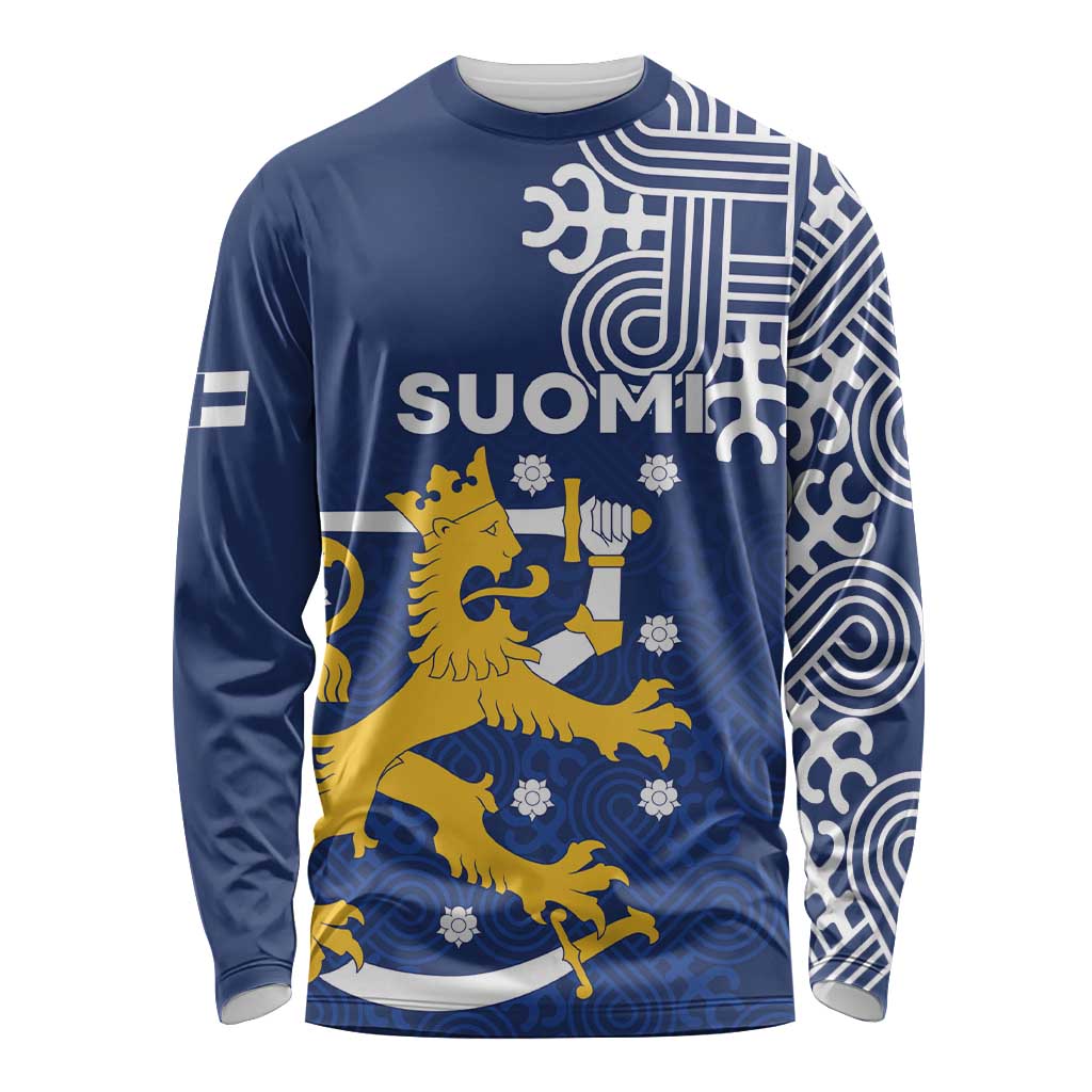 Finland Nordic Lion Long Sleeve Shirt Pride Of Suomi - Wonder Print Shop
