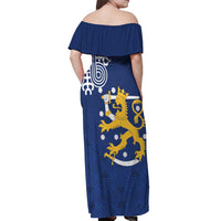 Finland Nordic Lion Off Shoulder Maxi Dress Pride Of Suomi - Wonder Print Shop