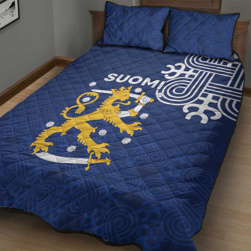 Finland Nordic Lion Quilt Bed Set Pride Of Suomi - Wonder Print Shop