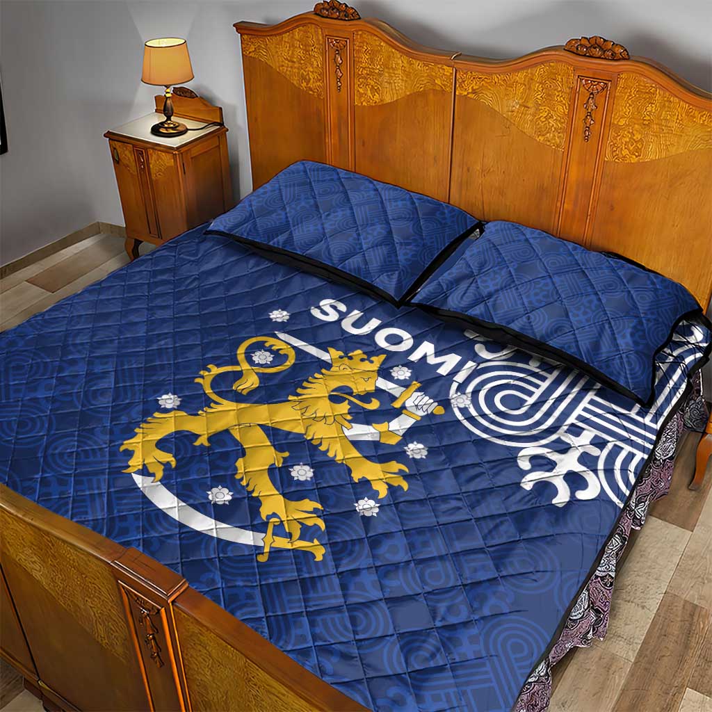 Finland Nordic Lion Quilt Bed Set Pride Of Suomi - Wonder Print Shop
