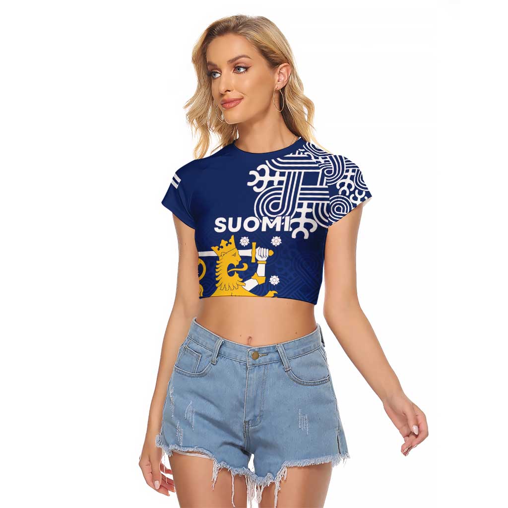 Finland Nordic Lion Raglan Cropped T Shirt Pride Of Suomi - Wonder Print Shop