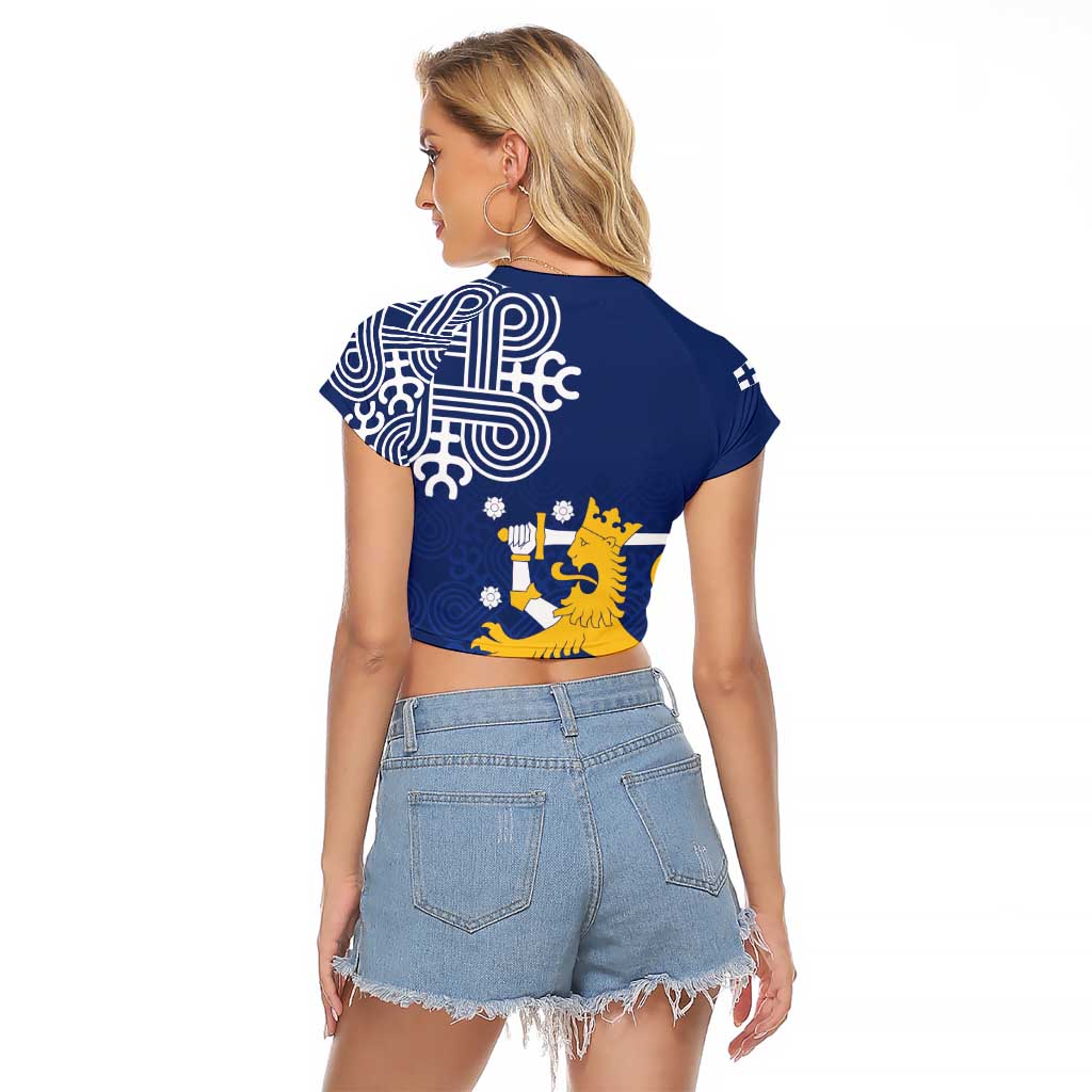 Finland Nordic Lion Raglan Cropped T Shirt Pride Of Suomi - Wonder Print Shop