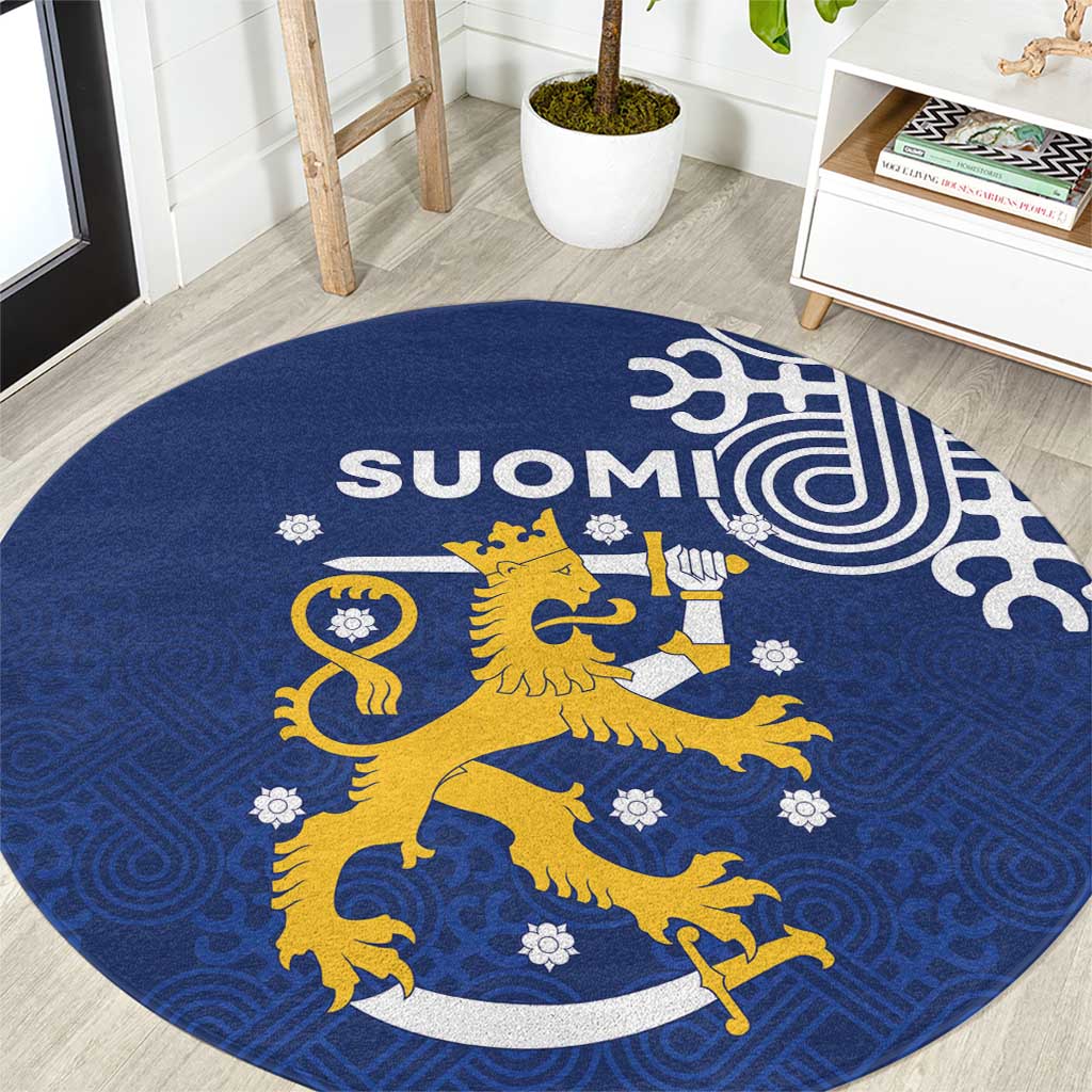 Finland Nordic Lion Round Carpet Pride Of Suomi - Wonder Print Shop