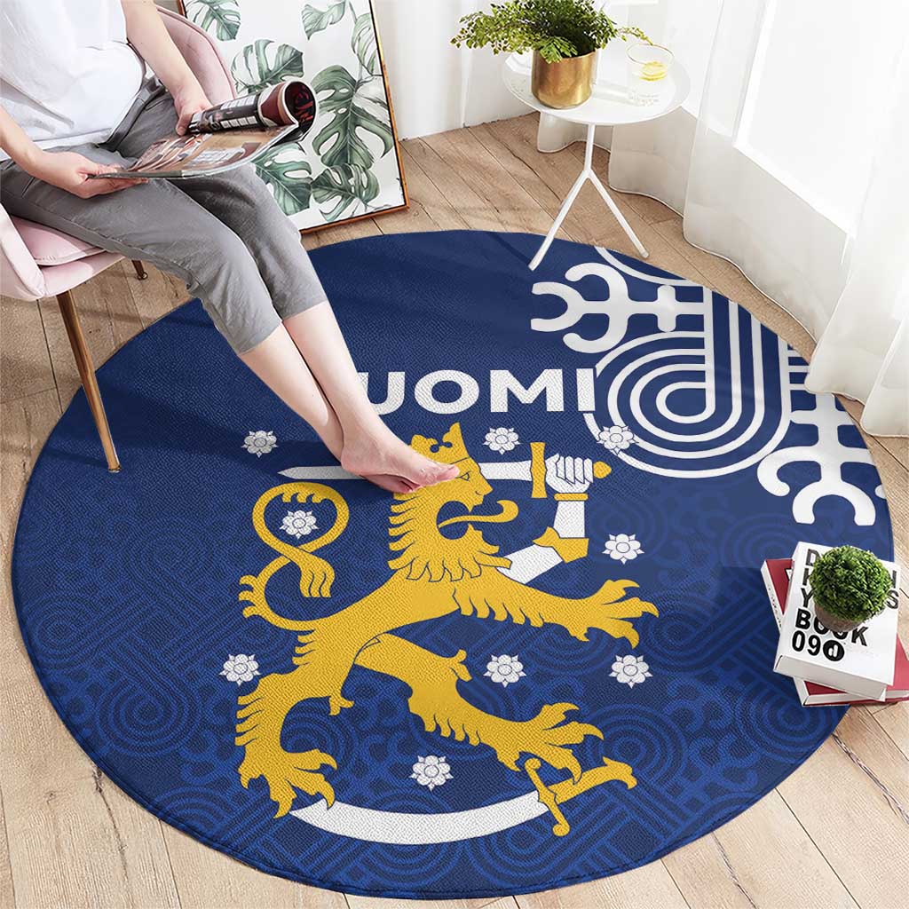 Finland Nordic Lion Round Carpet Pride Of Suomi - Wonder Print Shop