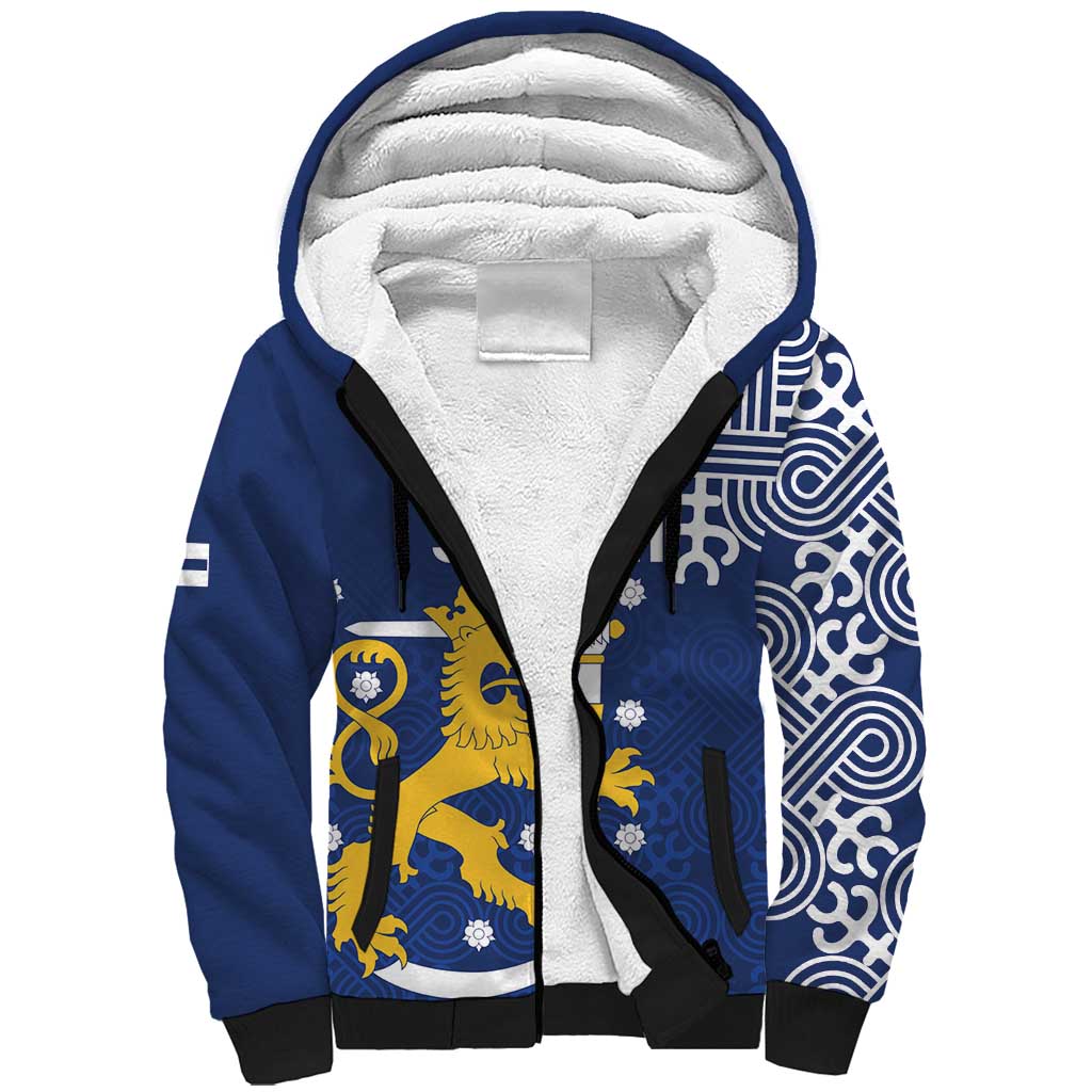 Finland Nordic Lion Sherpa Hoodie Pride Of Suomi - Wonder Print Shop