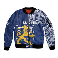 Finland Nordic Lion Sleeve Zip Bomber Jacket Pride Of Suomi - Wonder Print Shop