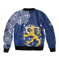 Finland Nordic Lion Sleeve Zip Bomber Jacket Pride Of Suomi - Wonder Print Shop