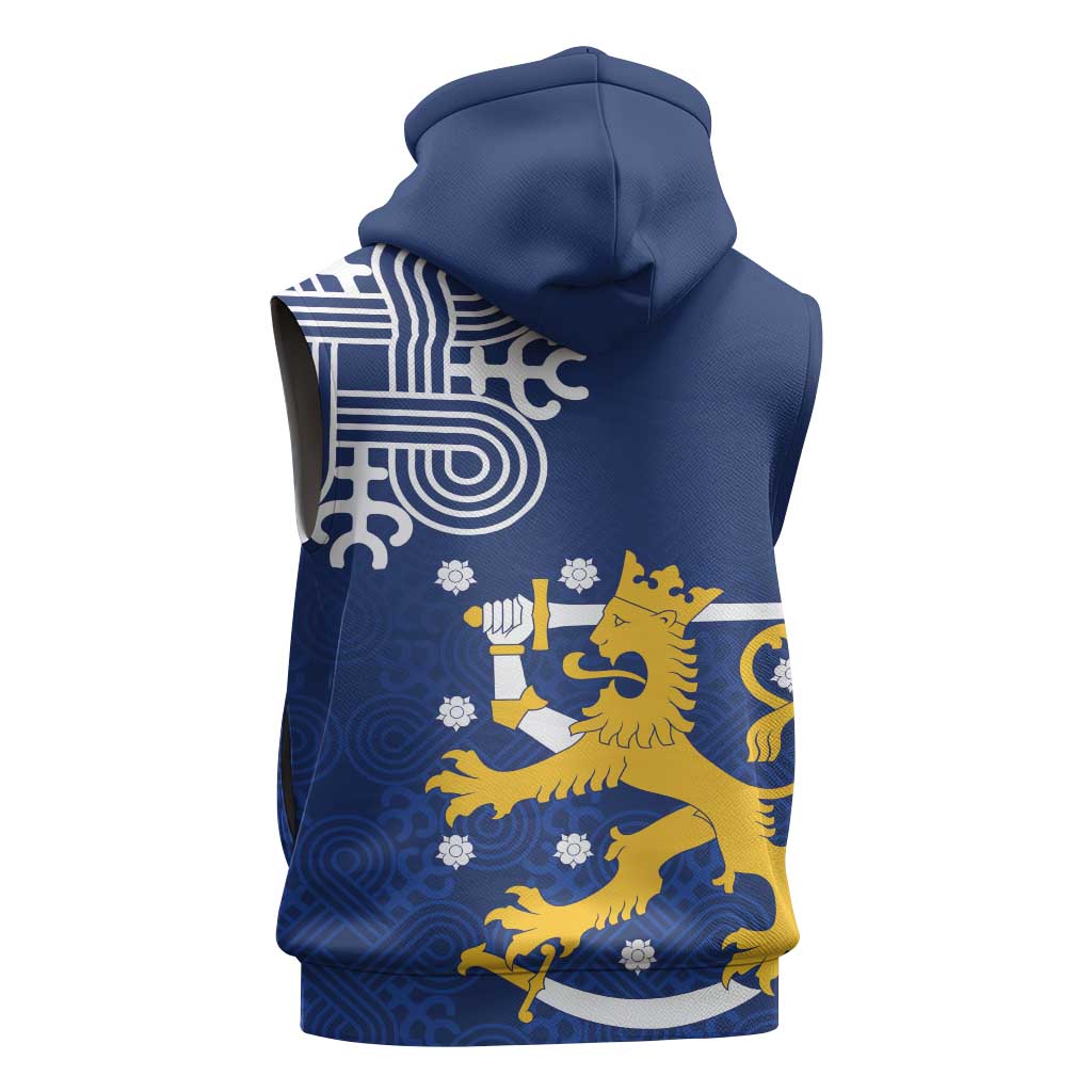 Finland Nordic Lion Sleeveless Hoodie Pride Of Suomi - Wonder Print Shop
