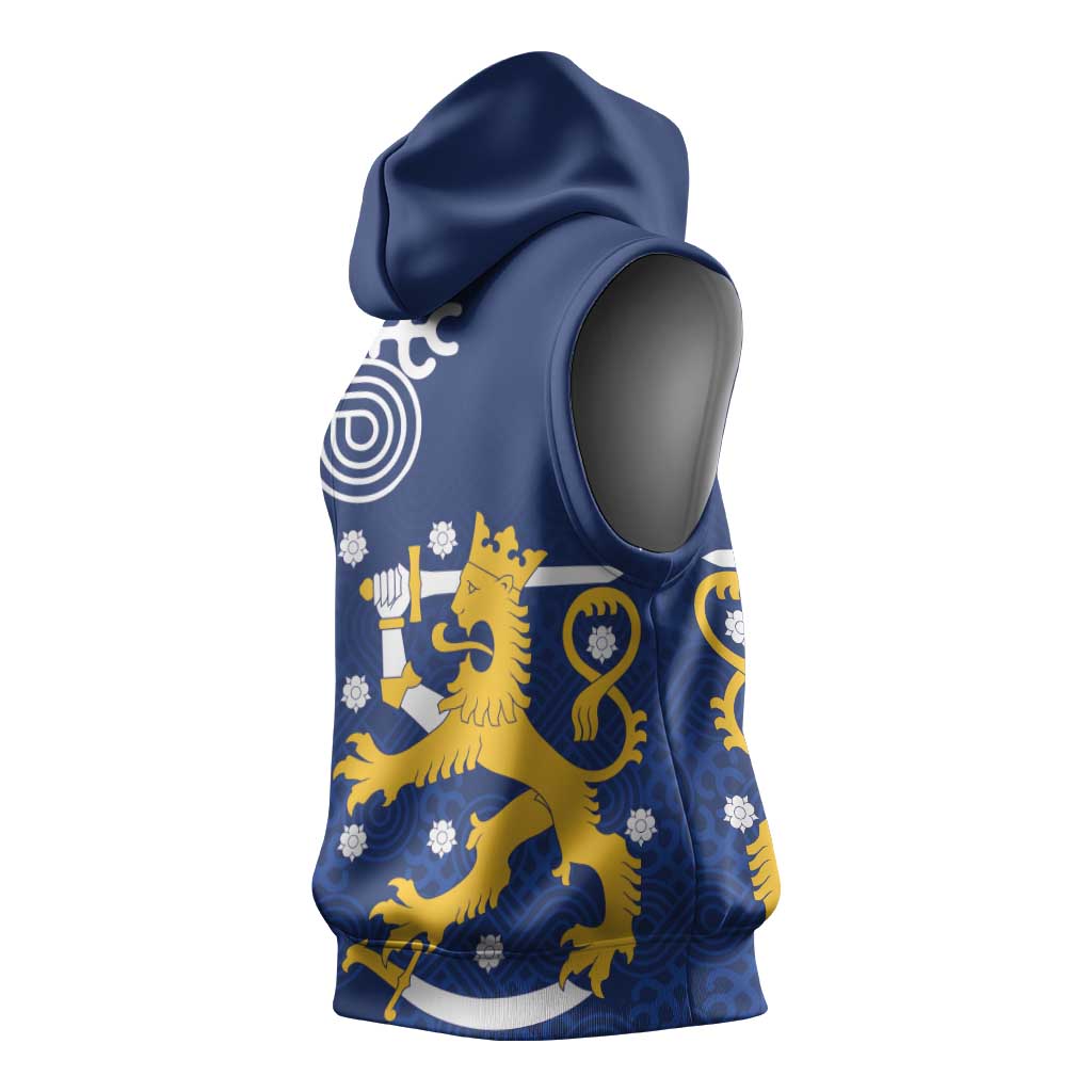 Finland Nordic Lion Sleeveless Hoodie Pride Of Suomi - Wonder Print Shop