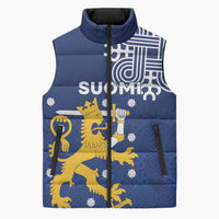 Finland Nordic Lion Sleeveless Puffer Jacket Pride Of Suomi - Wonder Print Shop