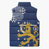 Finland Nordic Lion Sleeveless Puffer Jacket Pride Of Suomi - Wonder Print Shop