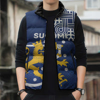 Finland Nordic Lion Sleeveless Puffer Jacket Pride Of Suomi - Wonder Print Shop