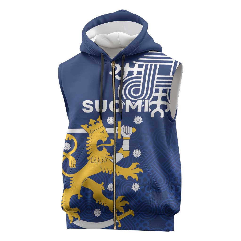 Finland Nordic Lion Sleeveless Zip Hoodie Pride Of Suomi - Wonder Print Shop