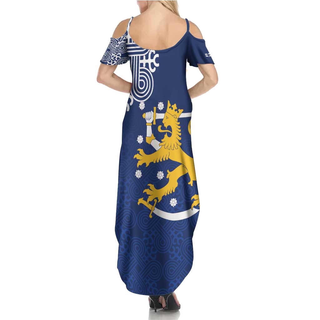 Finland Nordic Lion Summer Maxi Dress Pride Of Suomi - Wonder Print Shop