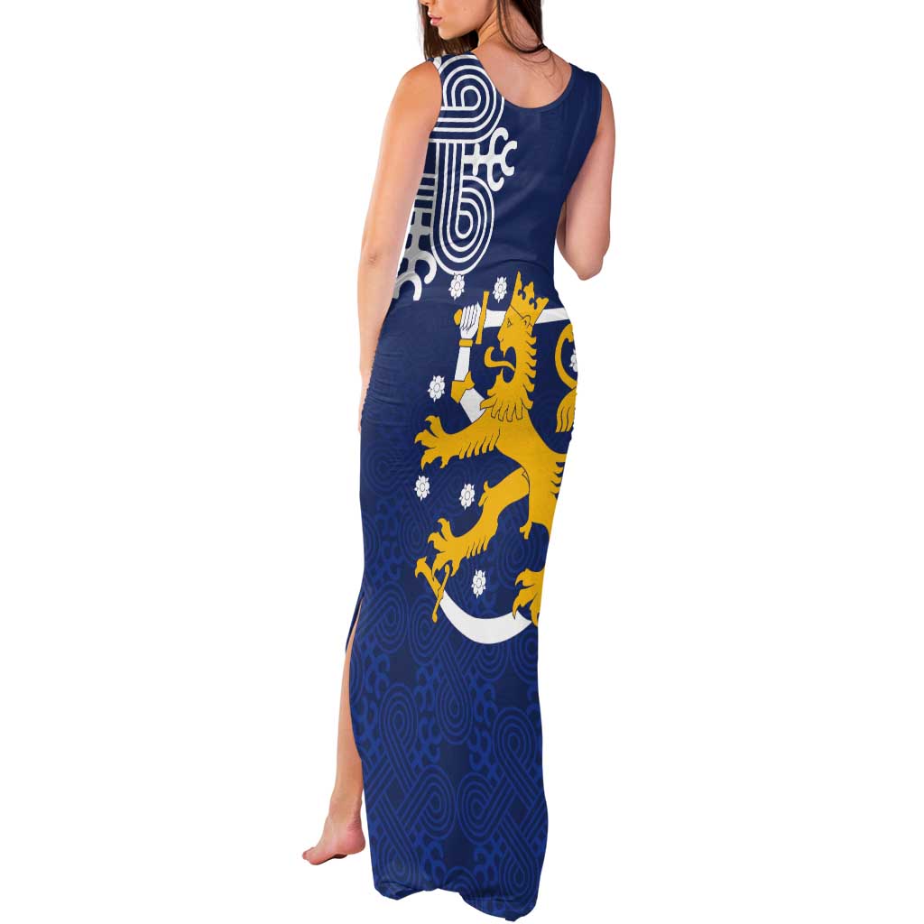 Finland Nordic Lion Tank Maxi Dress Pride Of Suomi - Wonder Print Shop