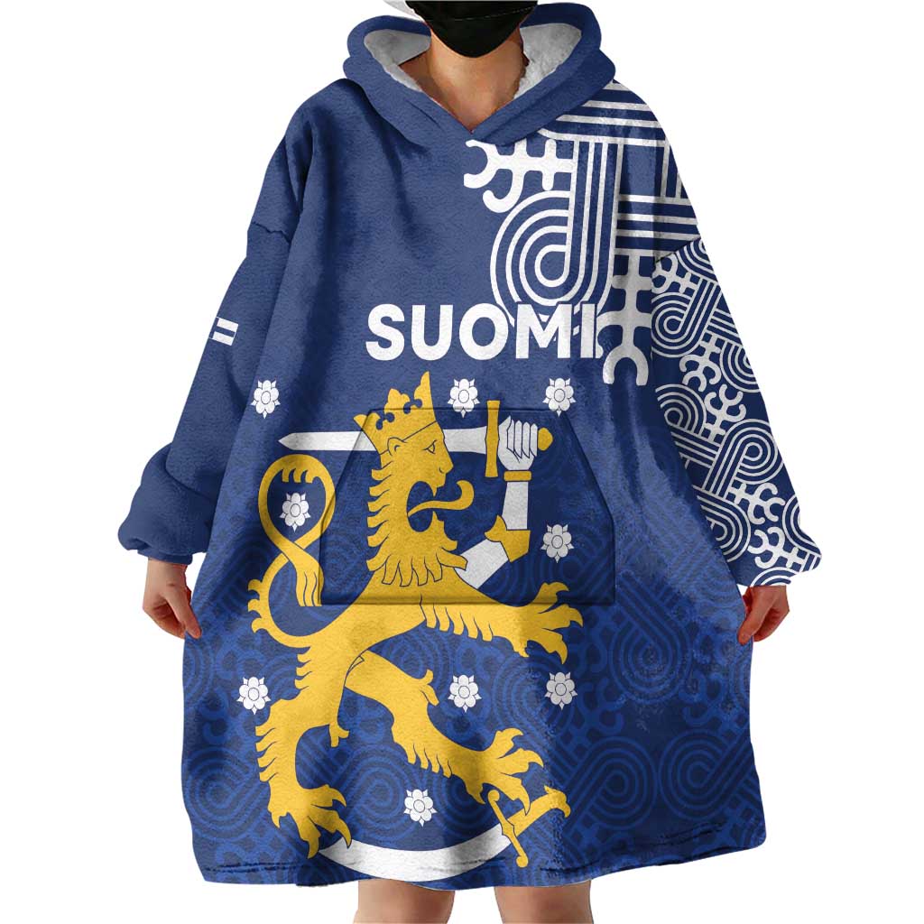 Finland Nordic Lion Wearable Blanket Hoodie Pride Of Suomi - Wonder Print Shop