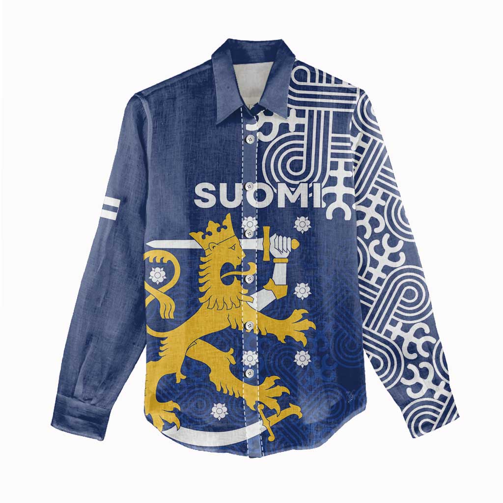 Finland Nordic Lion Women Casual Shirt Pride Of Suomi - Wonder Print Shop