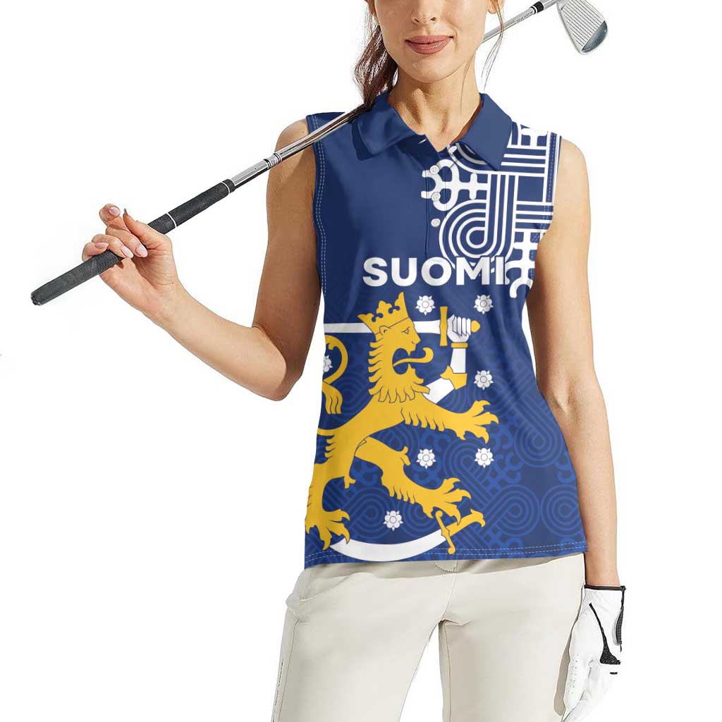 Finland Nordic Lion Women Sleeveless Polo Shirt Pride Of Suomi - Wonder Print Shop