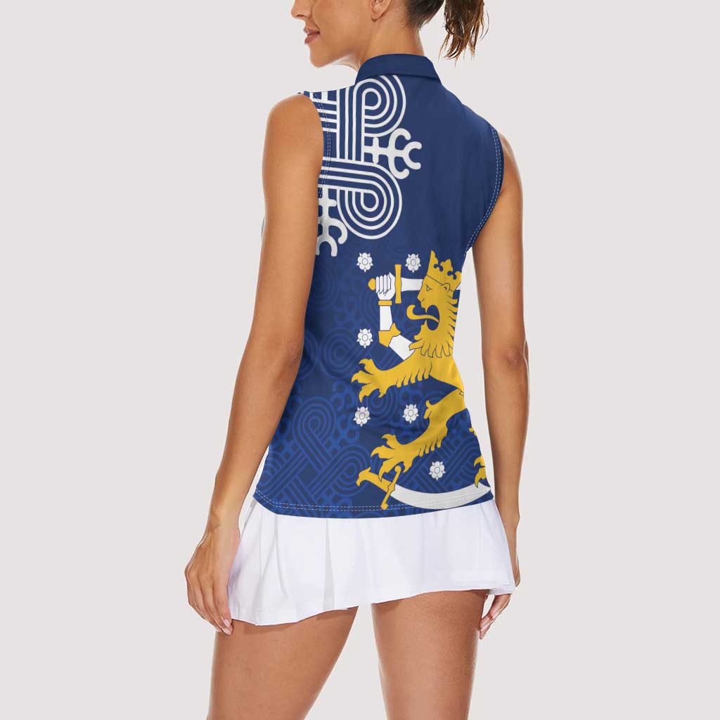 Finland Nordic Lion Women Sleeveless Polo Shirt Pride Of Suomi - Wonder Print Shop