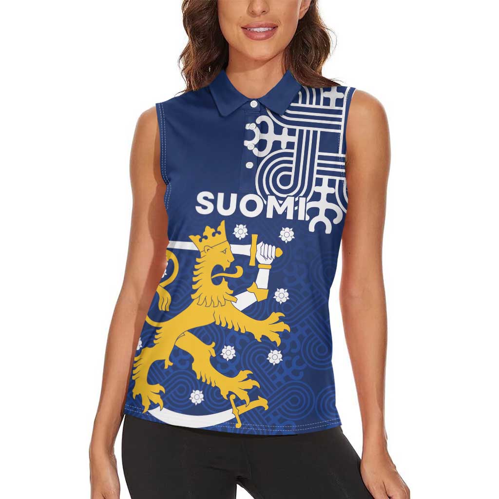 Finland Nordic Lion Women Sleeveless Polo Shirt Pride Of Suomi - Wonder Print Shop