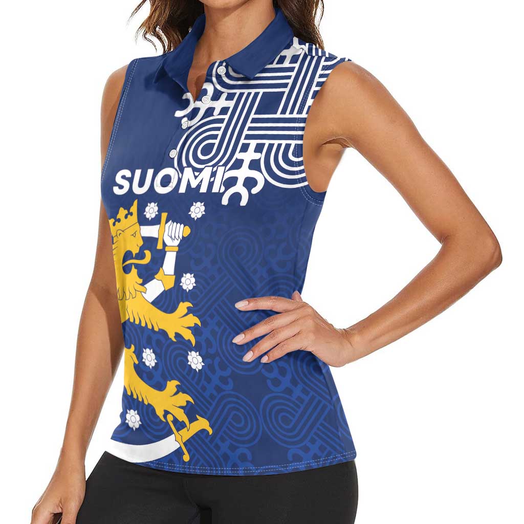 Finland Nordic Lion Women Sleeveless Polo Shirt Pride Of Suomi - Wonder Print Shop