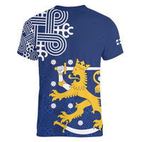 Finland Nordic Lion Women V-Neck T-Shirt Pride Of Suomi - Wonder Print Shop