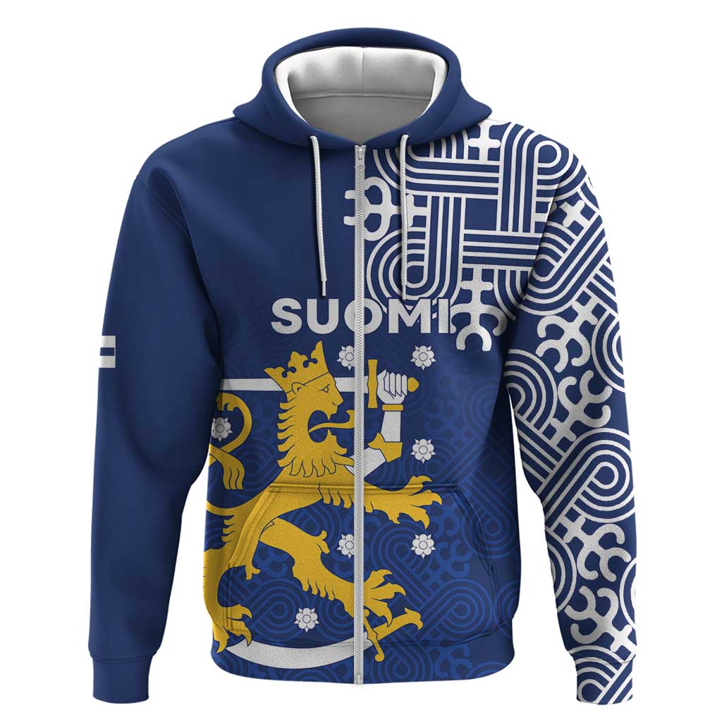 Finland Nordic Lion Zip Hoodie Pride Of Suomi - Wonder Print Shop