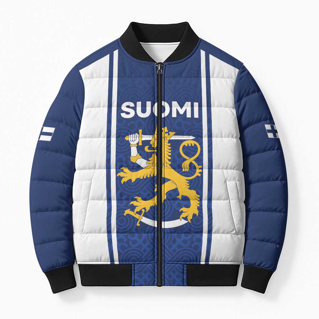 Personalized Finland Suomi Lion Bomber Puffer Jacket Pride Of The North - Wonder Print Shop