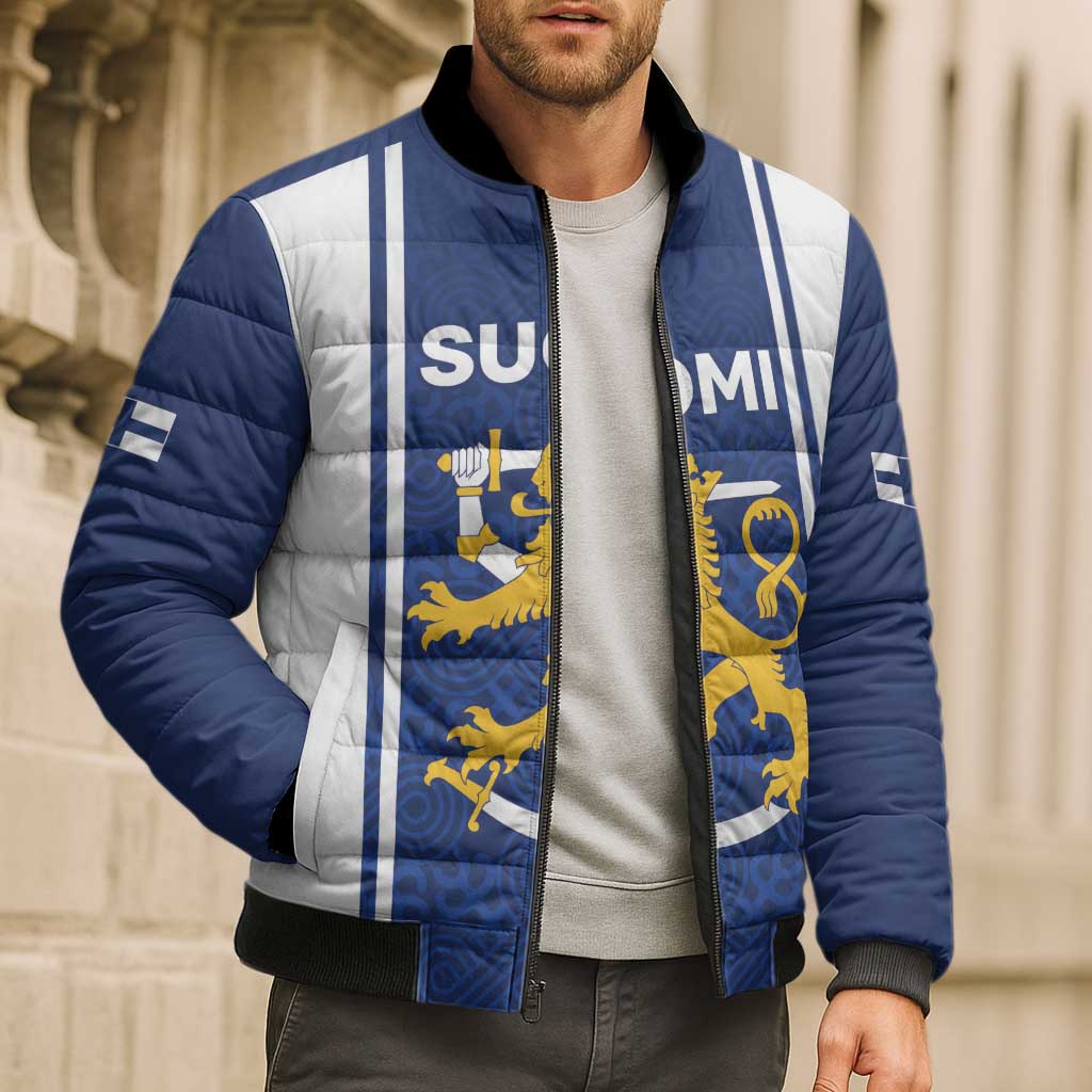 Personalized Finland Suomi Lion Bomber Puffer Jacket Pride Of The North - Wonder Print Shop