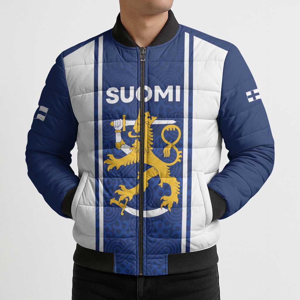 Personalized Finland Suomi Lion Bomber Puffer Jacket Pride Of The North - Wonder Print Shop