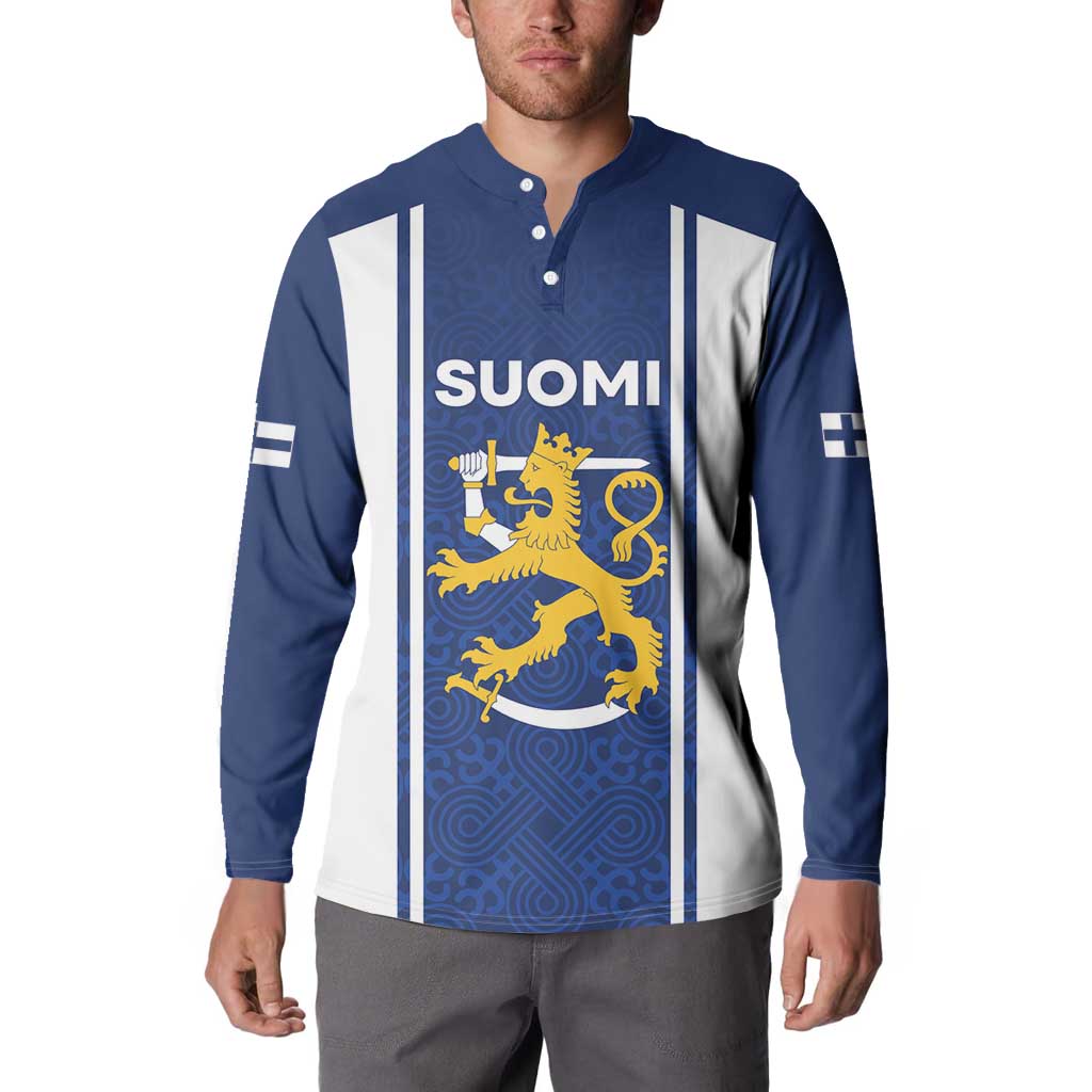 Personalized Finland Suomi Lion Button Sweatshirt Pride Of The North - Wonder Print Shop