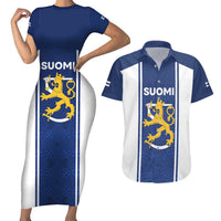 Personalized Finland Suomi Lion Couples Matching Short Sleeve Bodycon Dress and Hawaiian Shirt Pride Of The North - Wonder Print Shop